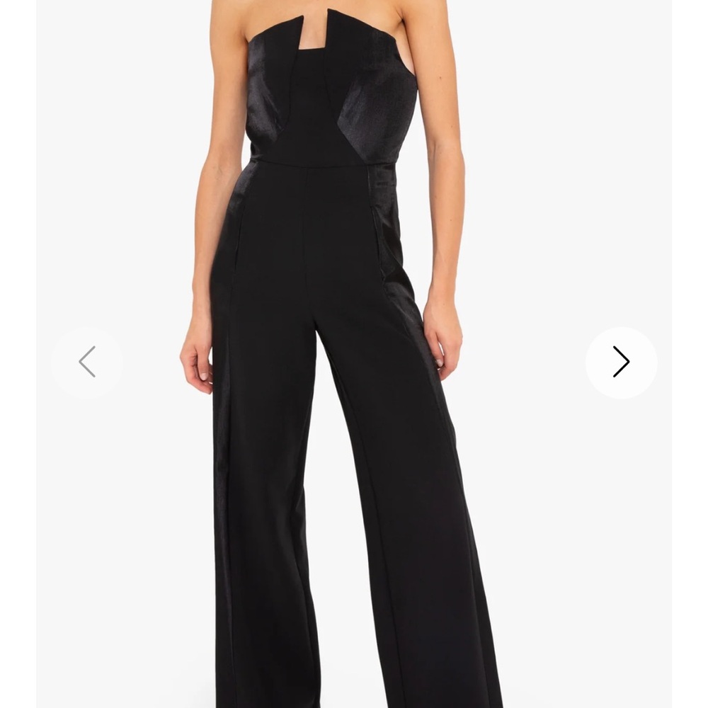 Black Halo Lena color block Strapless Black Jumpsuit